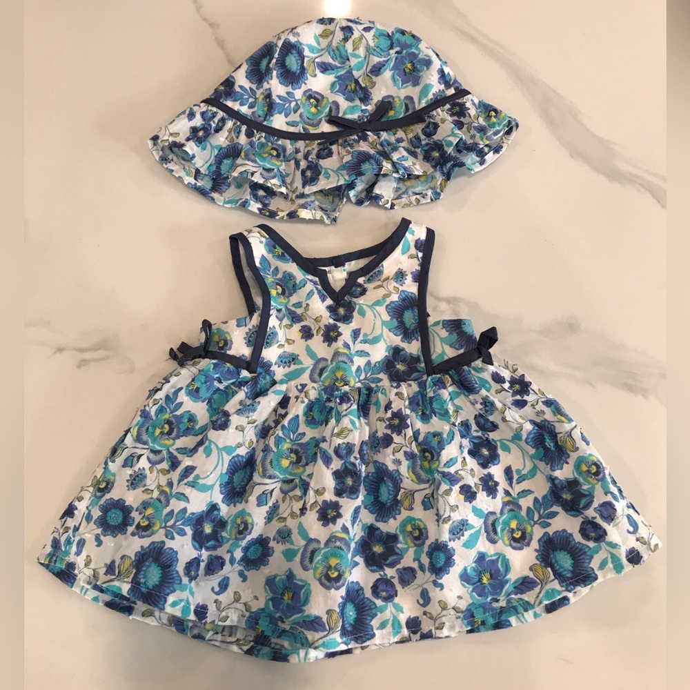 Flower Dress and Hat | 0-3 months